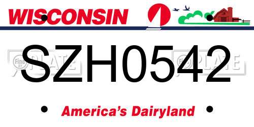 SZH0542 Wisconsin License Plate