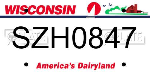 SZH0847 Wisconsin License Plate