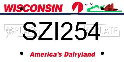 SZI254 Wisconsin License Plate