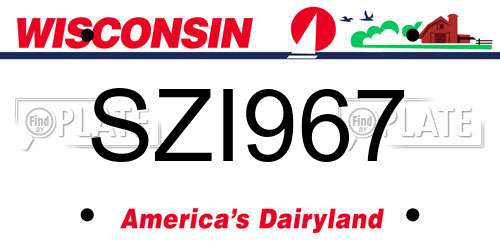 SZI967 Wisconsin License Plate