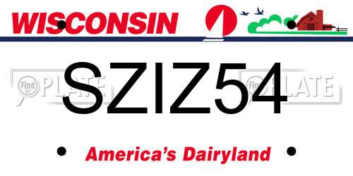 SZIZ54 Wisconsin License Plate
