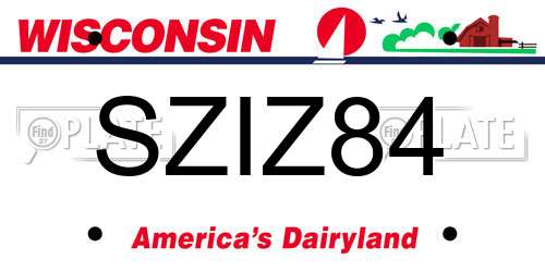 SZIZ84 Wisconsin License Plate