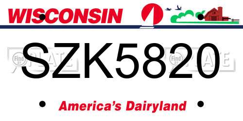 SZK5820 Wisconsin License Plate