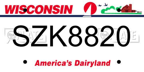 SZK8820 Wisconsin License Plate