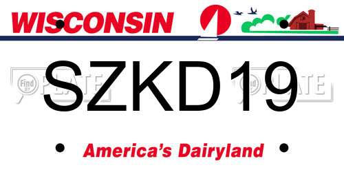 SZKD19 Wisconsin License Plate