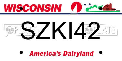 SZKI42 Wisconsin License Plate