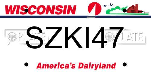 SZKI47 Wisconsin License Plate