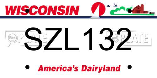 SZL132 Wisconsin License Plate