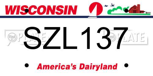 SZL137 Wisconsin License Plate