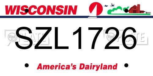 SZL1726 Wisconsin License Plate
