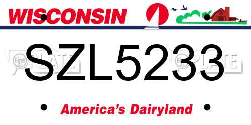 SZL5233 Wisconsin License Plate