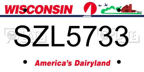 SZL5733 Wisconsin License Plate