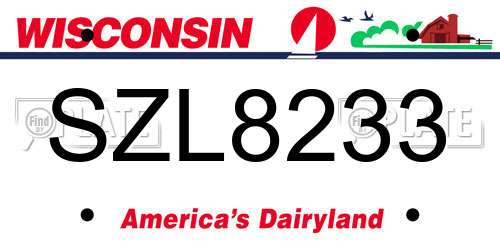 SZL8233 Wisconsin License Plate