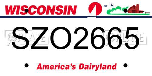 SZO2665 Wisconsin License Plate