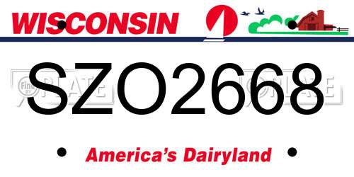 SZO2668 Wisconsin License Plate