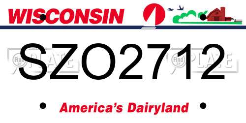 SZO2712 Wisconsin License Plate