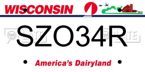 SZO34R Wisconsin License Plate