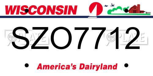 SZO7712 Wisconsin License Plate