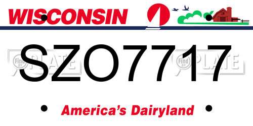 SZO7717 Wisconsin License Plate