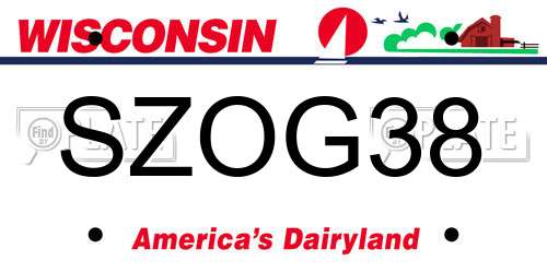 SZOG38 Wisconsin License Plate