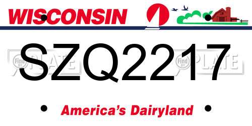 SZQ2217 Wisconsin License Plate