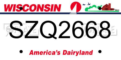 SZQ2668 Wisconsin License Plate