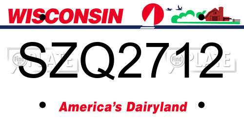 SZQ2712 Wisconsin License Plate