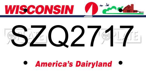 SZQ2717 Wisconsin License Plate
