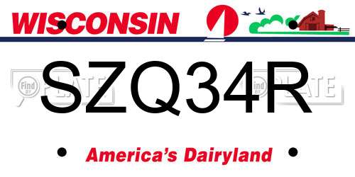 SZQ34R Wisconsin License Plate