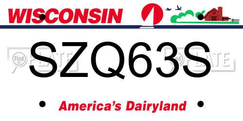 SZQ63S Wisconsin License Plate