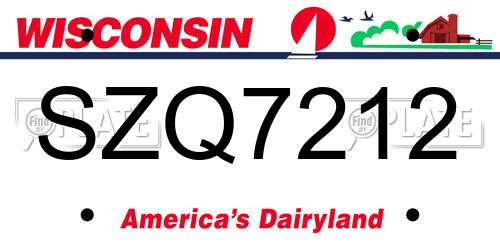 SZQ7212 Wisconsin License Plate
