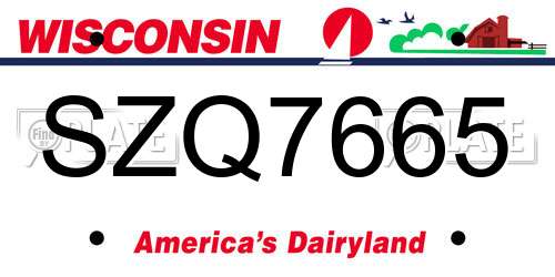 SZQ7665 Wisconsin License Plate