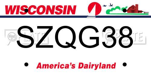 SZQG38 Wisconsin License Plate