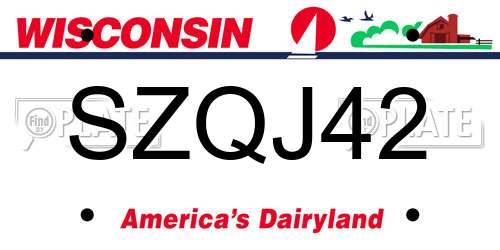 SZQJ42 Wisconsin License Plate