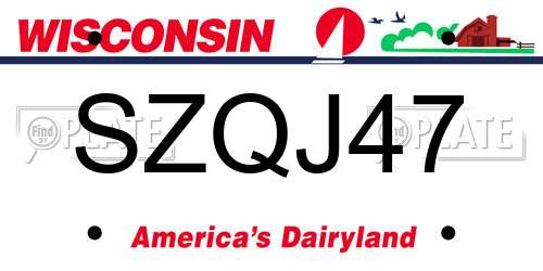 SZQJ47 Wisconsin License Plate