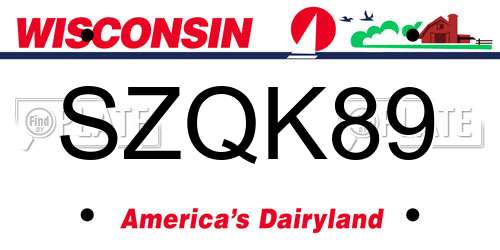 SZQK89 Wisconsin License Plate