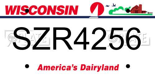 SZR4256 Wisconsin License Plate