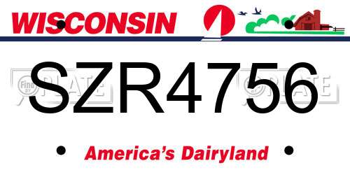 SZR4756 Wisconsin License Plate