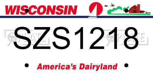 SZS1218 Wisconsin License Plate