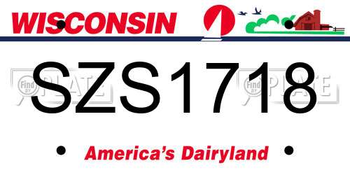 SZS1718 Wisconsin License Plate