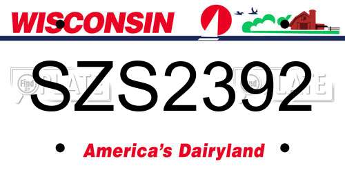 SZS2392 Wisconsin License Plate