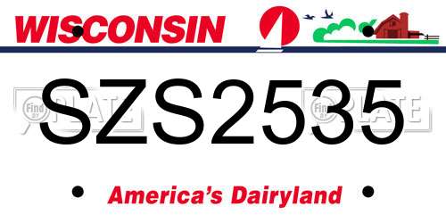 SZS2535 Wisconsin License Plate