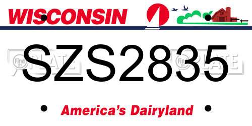 SZS2835 Wisconsin License Plate
