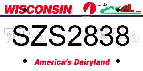 SZS2838 Wisconsin License Plate