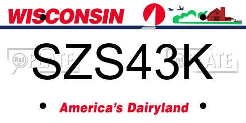 SZS43K Wisconsin License Plate