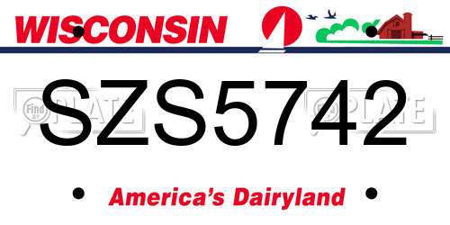 SZS5742 Wisconsin License Plate