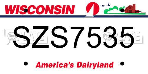 SZS7535 Wisconsin License Plate