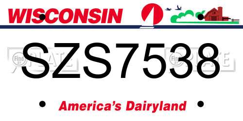 SZS7538 Wisconsin License Plate