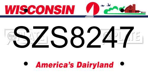 SZS8247 Wisconsin License Plate