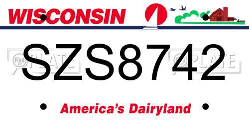 SZS8742 Wisconsin License Plate